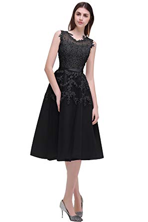 Babyonline Women's Sleeveless Tulle Appliques Short Evening Cocktail Gowns