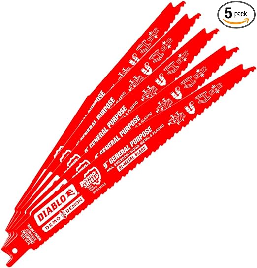 Freud DS0914BGP5 9-Inch x 8-14T Demo Demon Diablo Reciprocating Blade, 5-Pack, Red