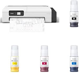 Canon imagePROGRAF TC-20 – Single Function Printer | 24” Large Format Poster & Plotter Printer and Extra Set of Canon Genuine C, M, Y, K PFI-050 Ink Bundle