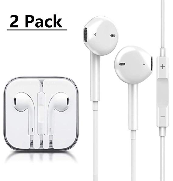 2 Pack Earphones/Earbuds/Headphones with Stereo Mic&Remote Noise-Isolating Headset Smartphones Compatible with 3.5 mm Headphone
