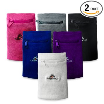 MEMO Athletics Multi-Colored Zipper Sweatband Wristband