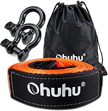 Ohuhu Heavy Duty Tow Straps Recovery Kit 3" x 20ft, 31,944 lbs Break Strength, Triple Reinforced Loop, Protective Sleeves, Tow Strap Heavy Duty with 3/4" D-Ring Shackles for Truck, Jeep, SUV, ATV