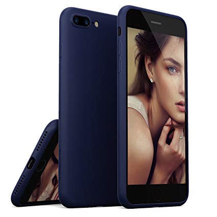 iPhone 8 Plus Case / iPhone 7 Plus Case, Moduro [MINIMALIST SERIES] Full Coverage Ultra Thin [1.0mm] Slim Fit Flexible TPU Case for iPhone 8 Plus / iPhone 7 Plus (Matte Navy Blue)