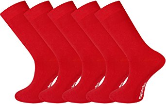 Mysocks® 5 Pairs Plain Red Mens Socks Made of Extra Fine Combed Cotton