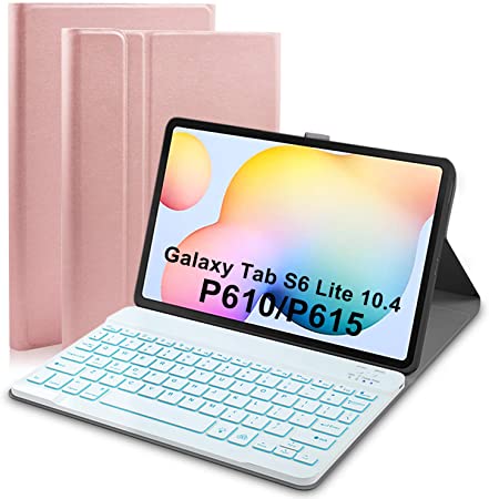 Upworld Backlit Keyboard Case for Samsung Galaxy Tab S6 Lite 10.4 Inch Tablet 2020 (SM-P610/P615) 7 Colors Light Detachable Wireless Keyboard with PU Cover for Samsung Tab S6 Lite 10.4