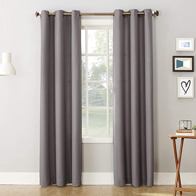 No. 918 Montego Casual Textured Grommet Curtain Panel, 48" x 63", Nickel Gray