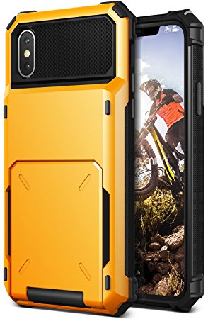 iPhone X Case, [D.Folder] Hybrid Card Slots Wallet Case Drop Protection Cover for Apple iPhone X (2017) by Lumion