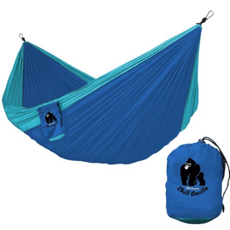 NEW Chill Gorilla Portable 2 Person Parachute Camping Hammock. 4.7 Sq Ft Bigger Than Eno & All Others. Lightweight. Perfect for backpacking.