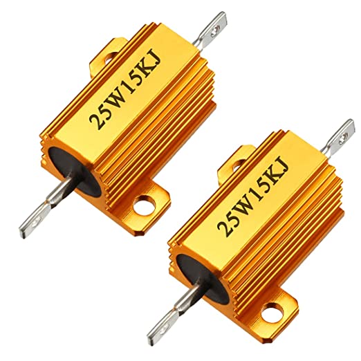 uxcell 25W 15k Ohm 5% Aluminum Housing Resistor Screw Tap Chassis Mounted Aluminum Case Wirewound Resistor Load Resistors Gold Tone 2 pcs