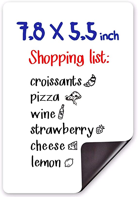 Magnetic Whiteboard for Fridge 7,8 X 5,5” - Magnetic to Do List - Grocery List - Shopping List - Magnetic Dry Erase Whiteboard Sheet for Refrigerator - Small Whiteboard for Fridge - Daily to Do List