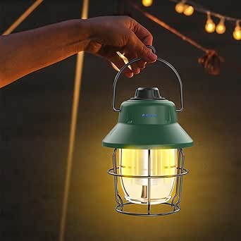 Rechargeable LED Camping Lantern, Mini Retro Camping Lights, 1000LM, Portable Waterproof 3 Light Modes (2700-6500K) Stepless Dimming Brightness, Hanging Tent Light for Camping, Power Outages