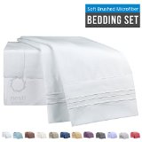 Bed Sheet Set on Amazon Supreme Collection 4 Piece Deep Pocket Sheets Queen Size White Hypoallergenic 100 Double Brushed Microfiber Premier 1800 Sheet Set Classic Basics Bedding Sale Wrinkle Resistant Luxury Silky Softness Guaranteed Best Quality Bedding Fabric Cozy Comfortable Tranquil Platinum Bedroom Set by Nestl Bedding