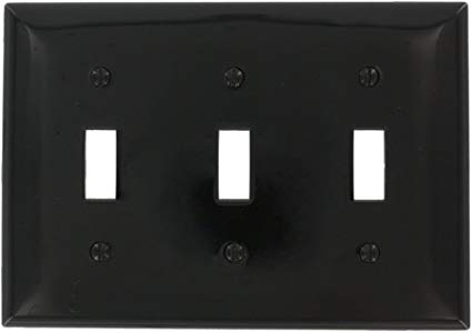 Leviton 80711-E 3-Gang Toggle Device Switch Wallplate, Black