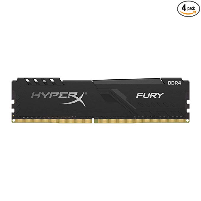 HyperX Fury 64GB 3200MHz DDR4 CL16 DIMM (Kit of 4)  Black XMP Desktop Memory HX432C16FB3K4/64