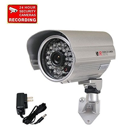 VideoSecu Bullet Security Camera Outdoor Day Night IR Infrared Weatherproof 1/3" Color CCD 420 TV Lines 3.6mm Wide Angle Lens CCTV Home Surveillance Camera with Free Power Supply A71