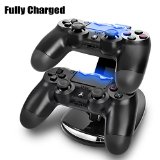 TNP PS4 Controller Charge Station - 2x USB Simultaneous Charger Dual Charging Dock Cradle Stand Accessory for Sony Playstation 4 Gaming Control with LED Indicator  Micro Cable Black Playstation 4