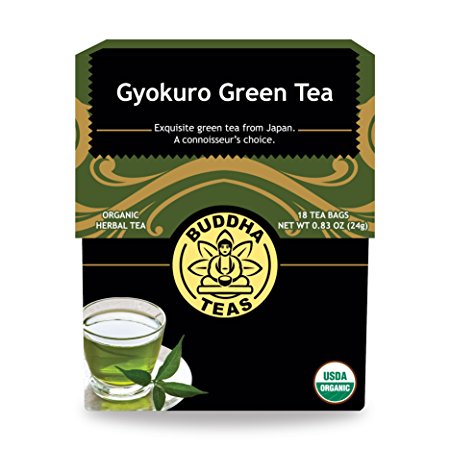 Organic Japanese Gyokuro Green Tea - Kosher, Contains Caffeine, GMO-Free - 18 Bleach Free Tea Bags