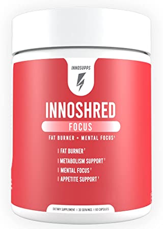 Inno Shred Focus | 50mg Capsimax, 200mg Caffeine, Advanced Nootropic and Fat Burner, L-Theanine, Appetite Suppressant, Weight Loss Support (60 Veggie Capsules) (60 Capsules)