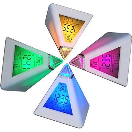 Alarm Clock - Pyramid Light up - 7 Colour Changing - by DIGIFLEX