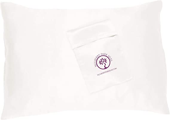 Pure Silk Travel Pillowcase - Ivory Travel Size (13" x 18") - 19 Momme 100% Mulberry Silk, Front and Back - Envelope Closure - Oeko-TEX Certified