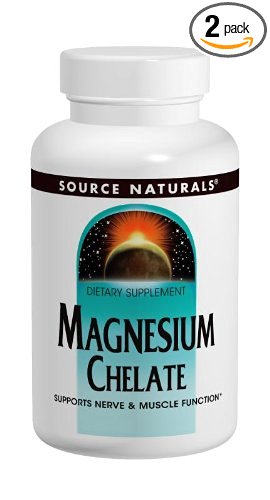 Source Naturals Magnesium Chelate 100mg, Supports Nerve & Muscle Function, 100 Tablets (Pack of 2)