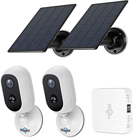 [Expandable 4CH,Solar Camera] Hiseeu 2K 3MP Wireless Battery Powered Security Camera Outdoor,Wireless Home Security System with 365-Day Battery Life,2 Way Audio,Waterproof,Night vision,32GB Preinstall