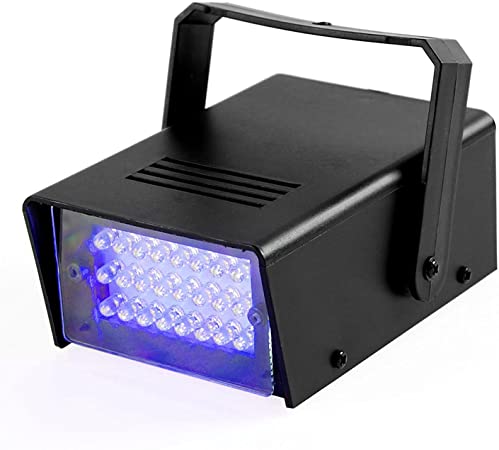 ENUOLI Mini LED Strobe Light Blue Color with 24 Super Bright LEDs Variable Speed Control for Christmas Clubs Stage Light Effect DJ Disco Bars Parties Halloween (Blue Color)
