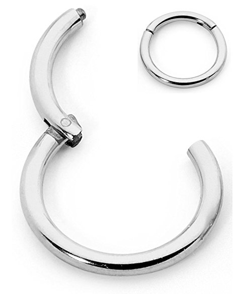 16G Hinged Seamless Segment Clicker Ring Septum Nose Lip Body Piercing Earring Surgical Stainless Steel