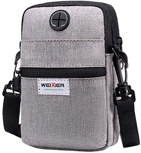 Weixier Travel Casual Men Single Shoulder Crossbody Phone Storage Waist Bag Pack - Grey