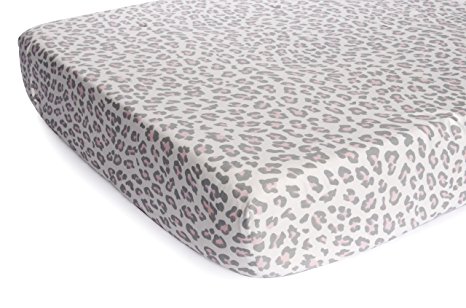 Carter's Printed Fitted Sheet, Grey Cheetah (Discontinued by Manufacturer)