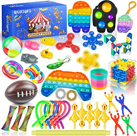 40 Pack Sensory Fidget Toys Set, Autism Special Dimple Sensory Toys Sets for Kids Adults, Stress Relief and Anti-Anxiety Toys Assortment, Special Puzzle Balls Party Favors