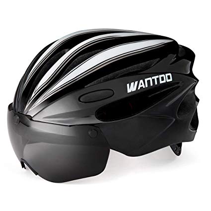 Wantdo Bike Helmet with Removable Magnetic Goggles Visor Mountain Road Bicycle Helmet Adjustable Adult Cycling Helmet BMX Helmet for Men Women Youth