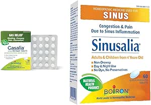 Boiron Gasalia Tablets for Gas Relief SinusCalm Tablets for Sinus Pain Relief - 60 Count Each