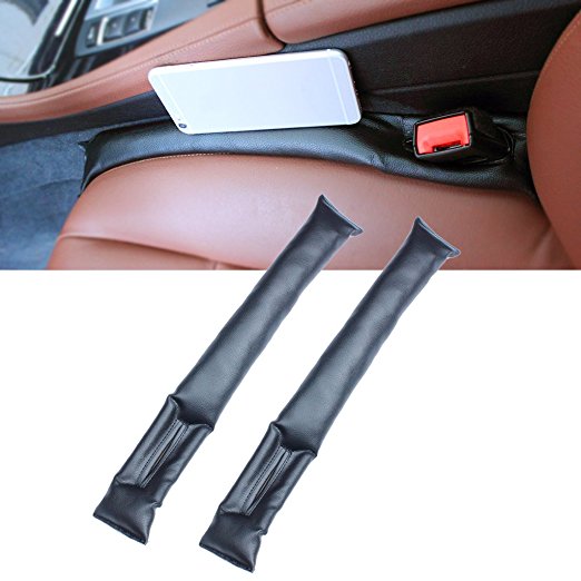 Car Seat Gap Filler, EFORCAR 2PCS Universal PU Leather Auto Car Seat Hand Brake Gap Filler Holster Spacer Filler Padding Soft Seat Crack Pad Suitable for Most Vehicles