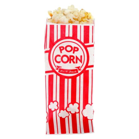 Carnival King Paper Popcorn Bags, 1 oz, Red & White, 100 Piece