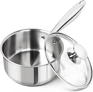 MICHELANGELO 1.5 Quart Saucepan with Lid, Triply Thick Bottom Sauce Pan Stainless Steel Saucepan 1.5 QT, Nonstick Sauce Pot, Induction Compatible