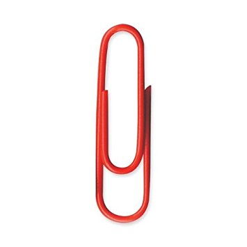 BAUES5020 - Paper Clips, 1-3/8, standard, Vinyl, 100/PK, Red