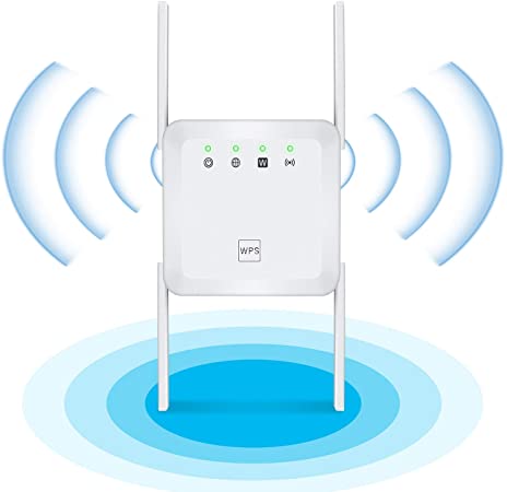 1200mbps WiFi Extender Signal Booster-Wireless Repeater 2.4g and 5g Dual-Band WiFi Extender with 2 Ethernet Ports, 4 Antennas 360° Full Coverage WiFi Booster