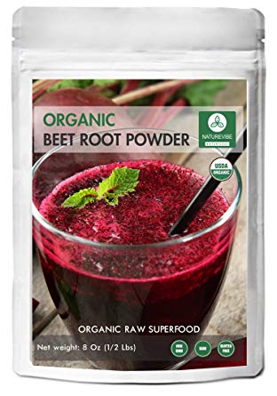 Naturevibe Botanicals Organic Beet Root Powder - 1/2 lb ( 8 Ounces ) - Beta vulgaris L. | Raw, Gluten-Free & Non-GMO | Increase Stamina | Healthy Eyes.