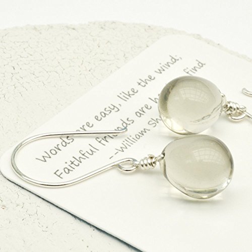 Gray glass drop earrings sterling silver