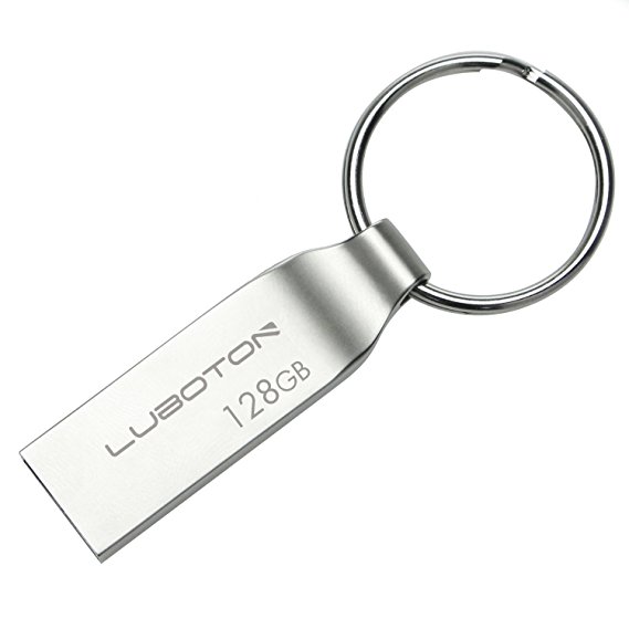 USB Flash Drive 128 GB - Silver with Keychain Design/Lu-08u-128