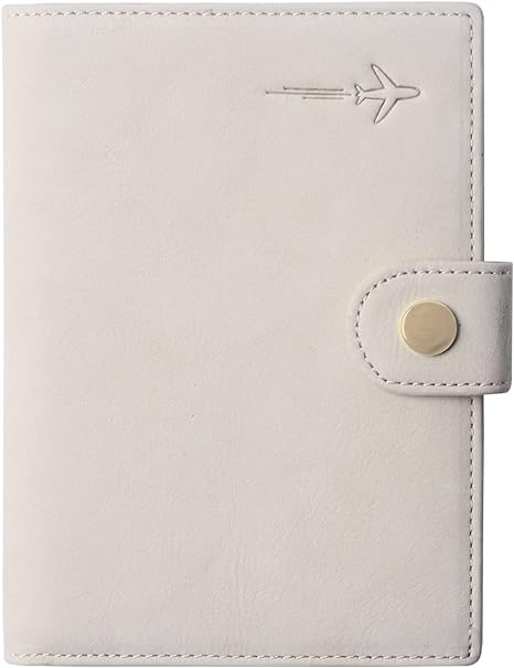 Genuine Leather Passport Case, RFID Passport Cover with Credit Card Holder for Women and Men Family ID Travel, Premium Soft Leather Creamy-White, One_Size, Minimalist