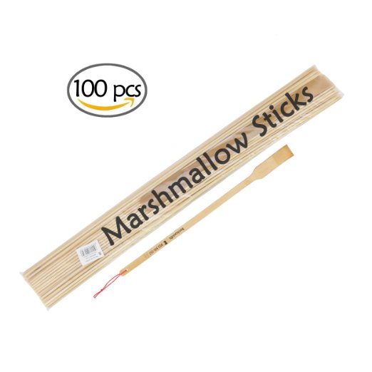 BambooMN Brand - Premium 30 Inch (2.5ft) 5mm Thick Extra Long Multipurpose Marshmallow Roasting Bamboo Sticks/Skewer (Plus a free bamboo speader or backscratcher) -100pcs