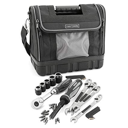 Craftsman 40-piece Extreme Grip Mechanics Tools Set by Sears. Includes 1x3/8” Drive Ratchet, 5x3/8” Drive Sockets, 4x Wrenches, 1x Bit Driver, 15x Screwdriver Bits and 14x Hex Keys Inch and Metric.