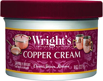 Wright's Copper and Brass Cream Cleaner - 8 Ounce - Gently Cleans and Removes Tarnish Without Scratching