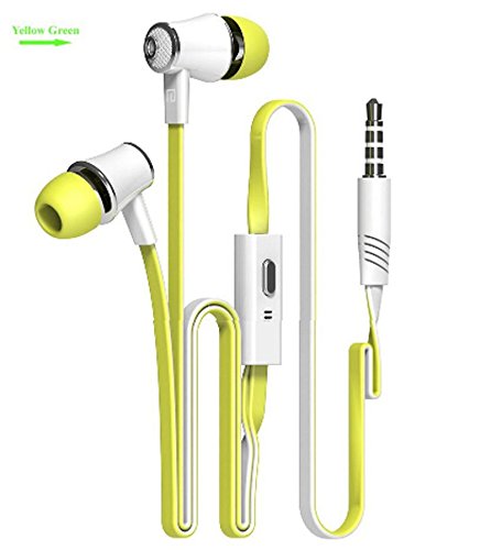 iMujin TropiFit In-Ear Earbud Headphones (Neon Green) with Microphone Mic & Volume Control - Universal 3.5mm Stereo HD Stereo Sound Headsets - Sport Ergonomic Comfort & Secure Fit Earphones Green