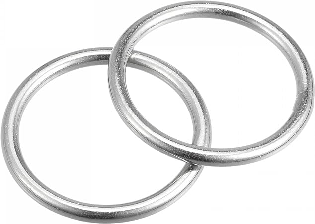 uxcell 316 Stainless Steel Round Ring Welded O-Rings 35mm(1.38") ID 4mm Thick 2pcs