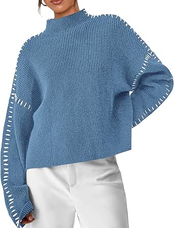 PRETTYGARDEN Women's Chunky Knit Winter Sweaters Casual Long Sleeve Mock Neck Oversized Loose Pullover Sweater Tops