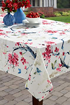 Benson Mills Indoor Outdoor Spillproof Tablecloth for Spring/Summer/Party/Picnic (Cherry Blossom, 60" X 84" Rectangular)