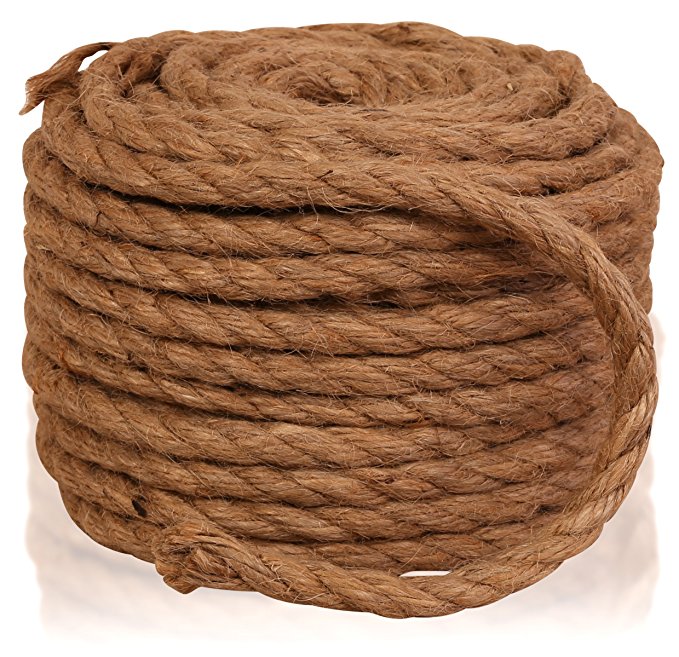Twisted Sisal Rope, 1/4-Inch by 50-Feet, All Natural Sisal Fiber Hemp Rope Cord, Cat Scratching Post Replacement, for Arts Crafts, DIY, Decoration, Gift Wrapping, and Burlap Potato Sacks.